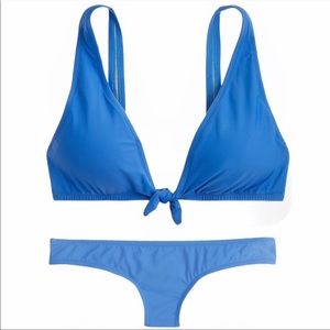 J Crew Tie front Surf Hipster Bikini in Seacoast Blue Size XL NWT